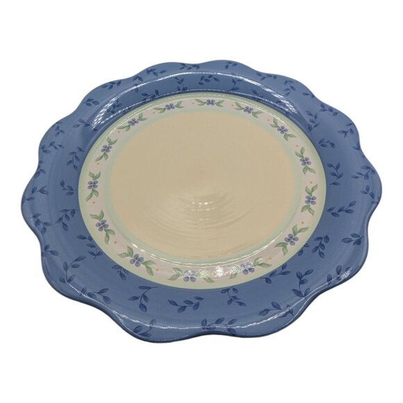 Pfaltzgraff Summer Breeze 14" Round Scalloped Chop Plate Tray Cake Platter Blue - Picture 1 of 5